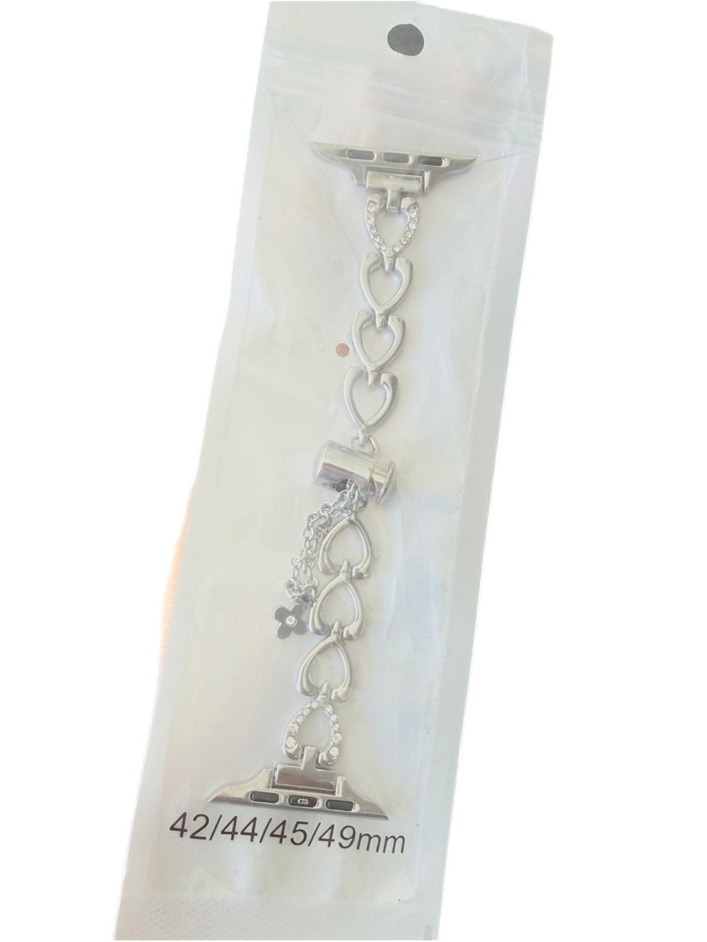 Silver Heart-Link Watch Band Adapter Bracelet for 42/44/45/49mm